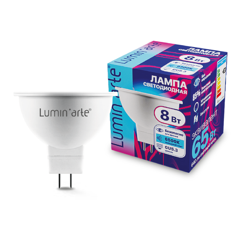 Светодиодная лампа Luminarte LSTD-MR16-8W6KGU5.3 8Вт 6500K GU5.3